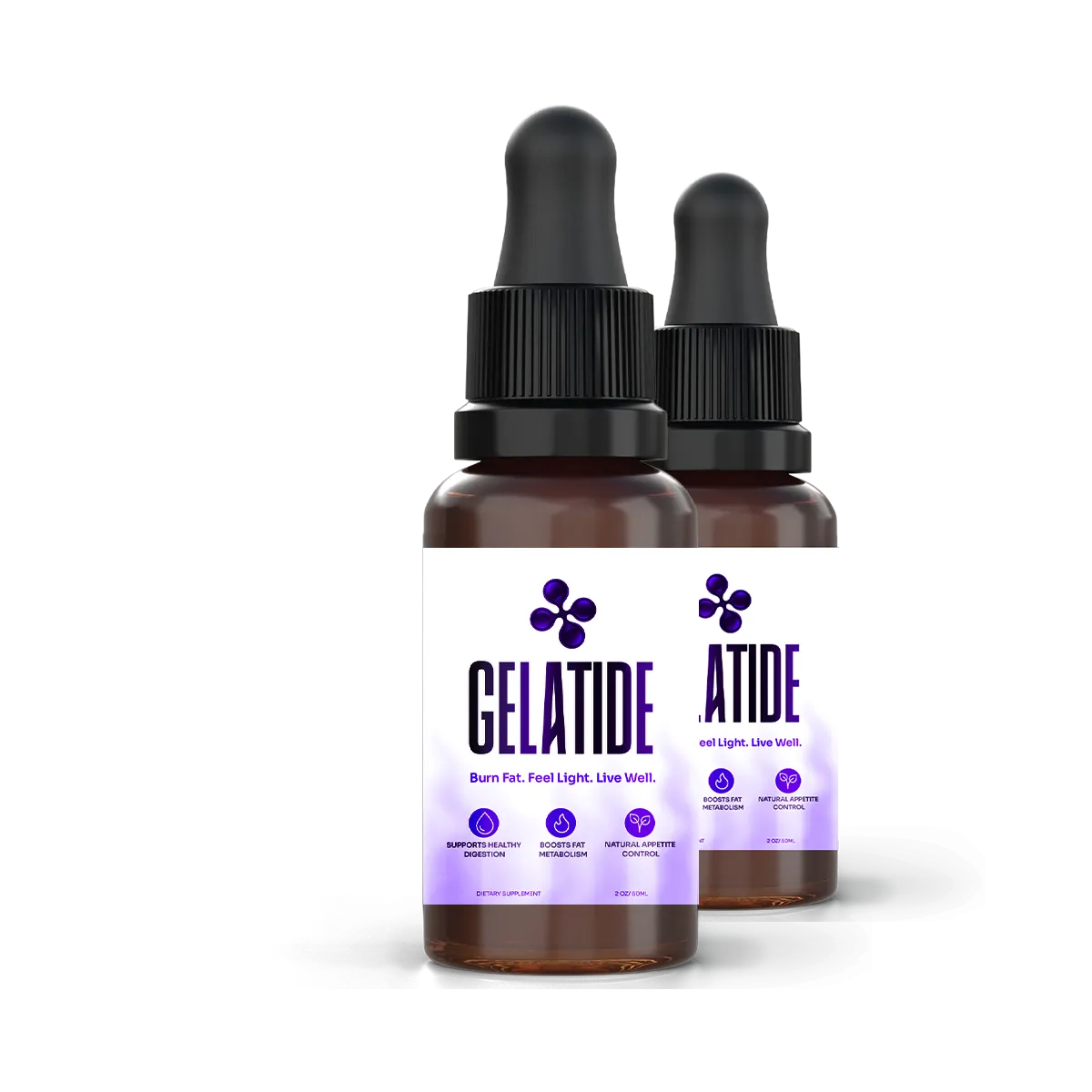 Gelatide bottles centered in ingredient circle